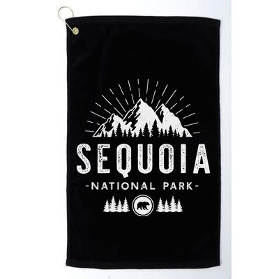 Sequoia National Park Retro Hiking Vacation Gift Golf Towel