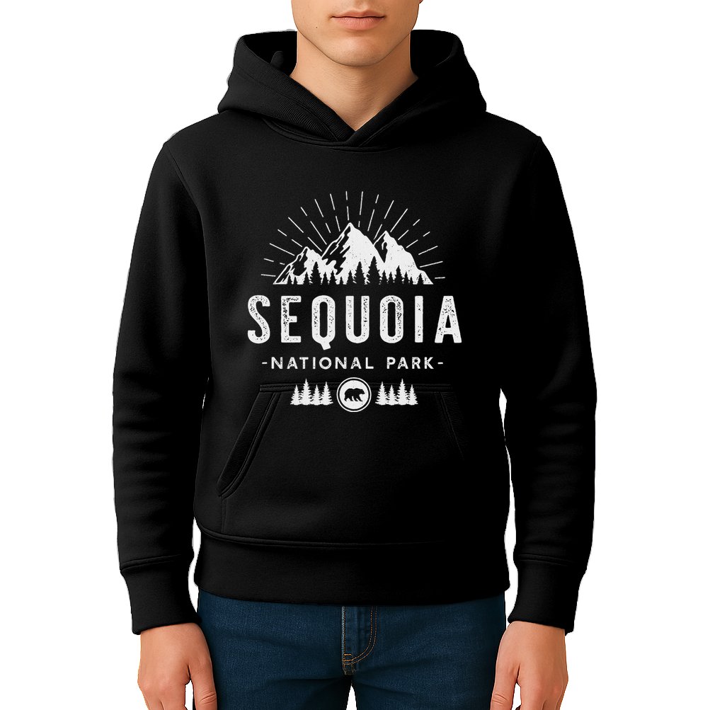 Sequoia National Park Retro Hiking Vacation Gift Kids Hoodie