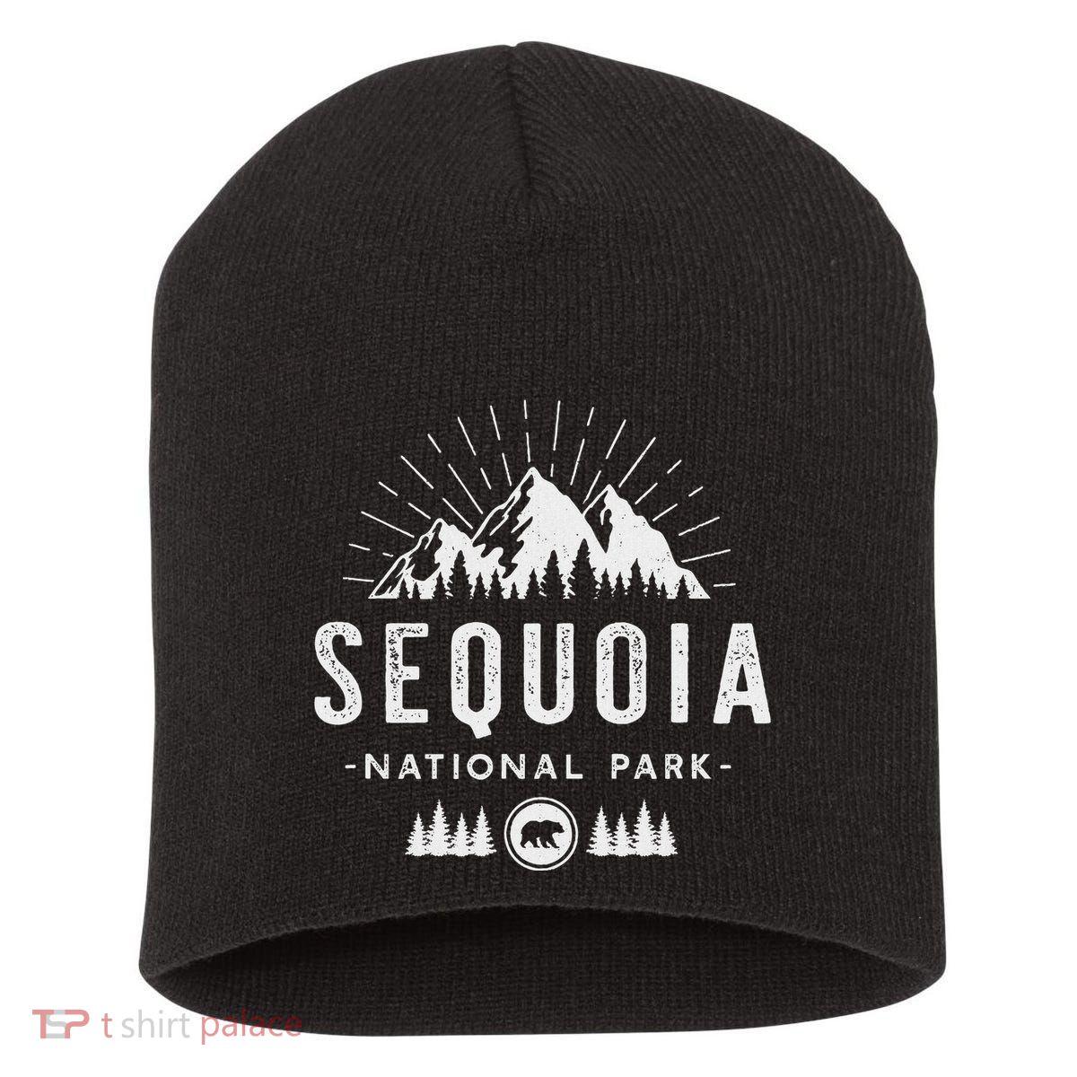 Sequoia National Park Retro Hiking Vacation Gift Short Acrylic Beanie