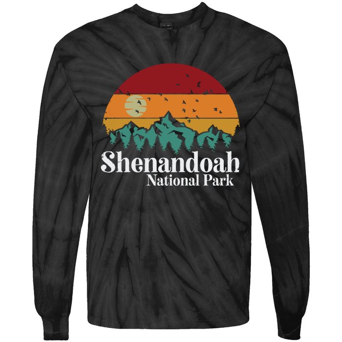 Shenandoah National Park Mountains Retro Style Vintage Gift Long Sleeve Tie-Dye Long Sleeve Shirt