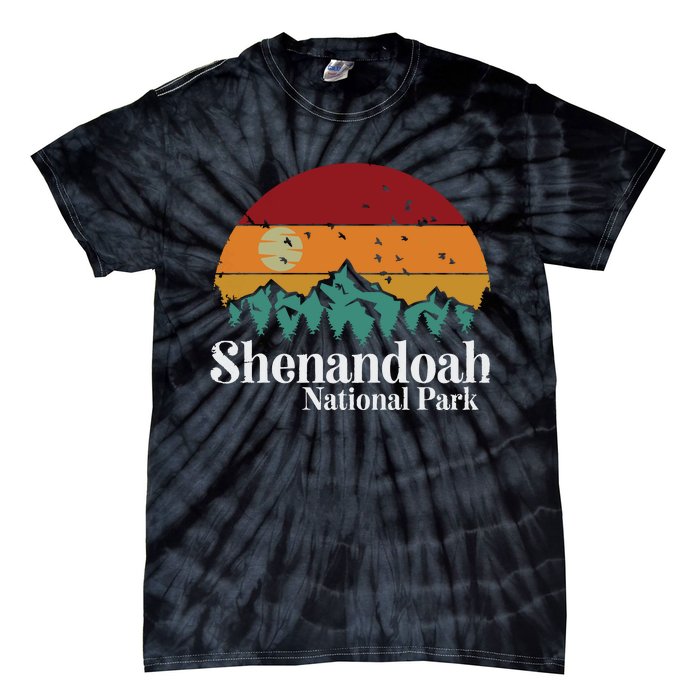 Shenandoah National Park Mountains Retro Style Vintage Gift Long Sleeve Tie-Dye T-Shirt