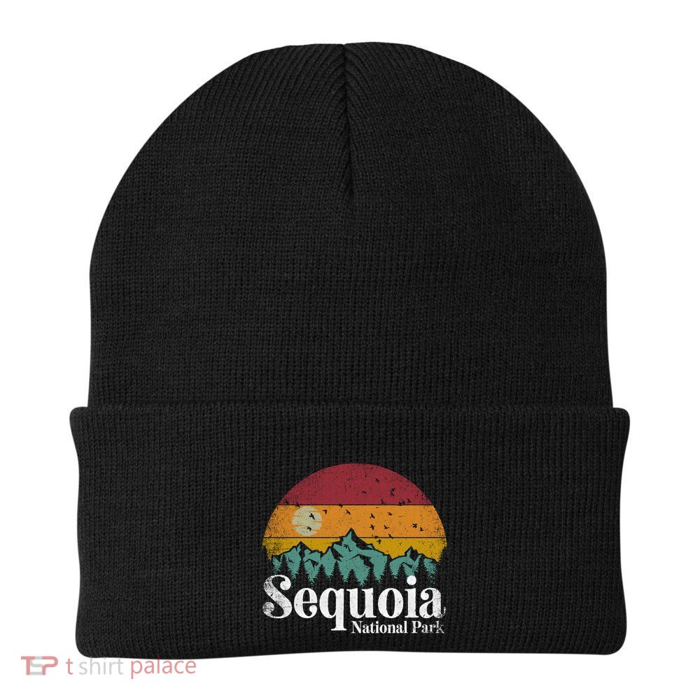 Sequoia National Park Retro Style Hiking Vintage Camping Gift Beanie