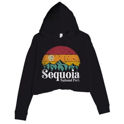 Sequoia National Park Retro Style Hiking Vintage Camping Gift Crop Fleece Hoodie