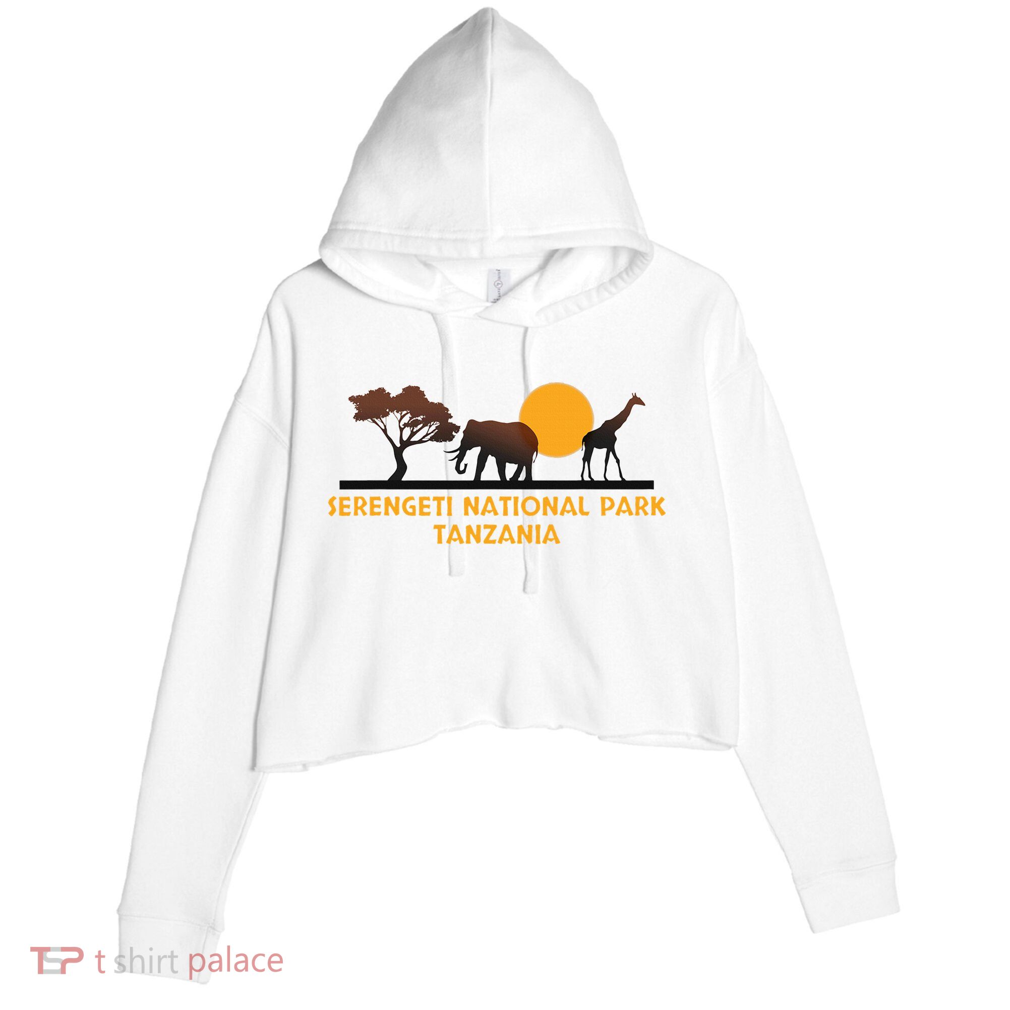 Serengeti National Park Tanzania Crop Fleece Hoodie