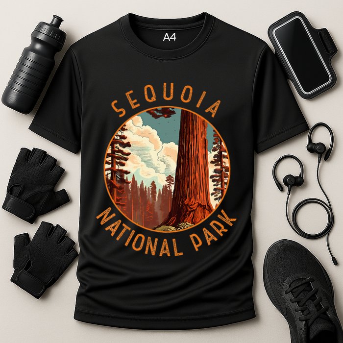 Sequoia National Park Illustration Distressed Circle Cooling Performance Crew T-Shirt
