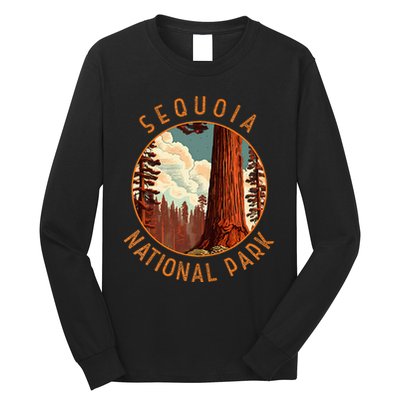 Sequoia National Park Illustration Distressed Circle Long Sleeve Shirt