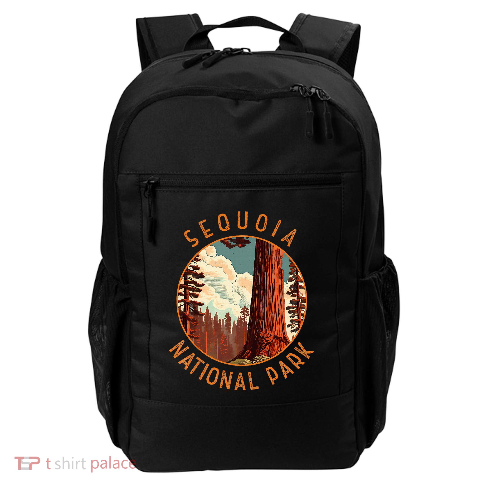 Sequoia National Park Illustration Distressed Circle Backpack