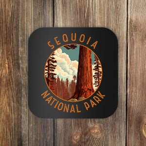 Sequoia National Park Illustration Distressed Circle Coaster