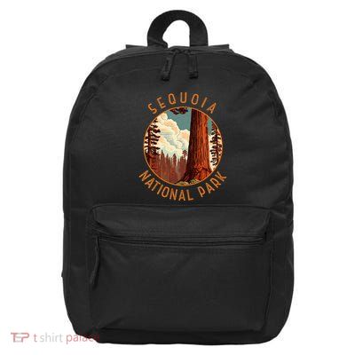 Sequoia National Park Illustration Distressed Circle 16 in Basic Backpack