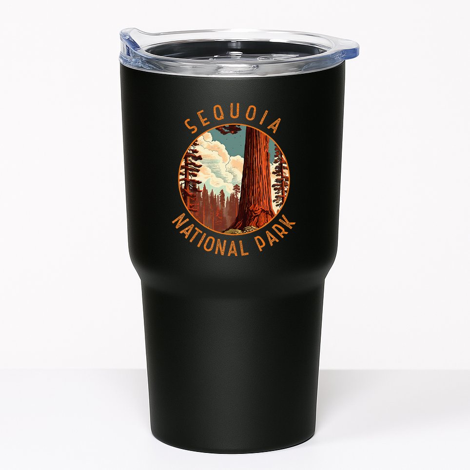 Sequoia National Park Illustration Distressed Circle Tumbler