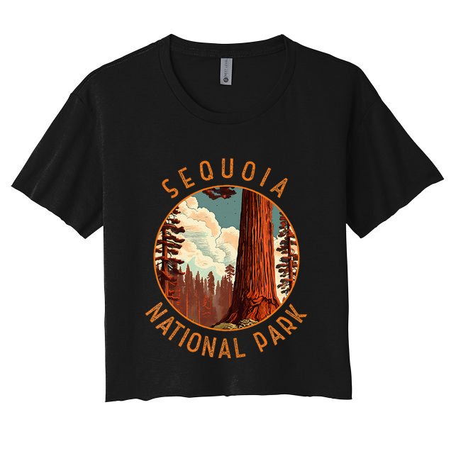 Sequoia National Park Illustration Distressed Circle Crop Top