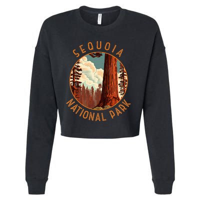 Sequoia National Park Illustration Distressed Circle Cropped Pullover Crew