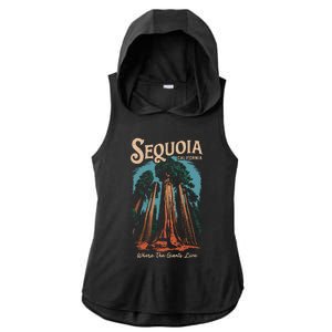 Sequoia National Park California Giant Tree Outdoors Ladies PosiCharge Tri-Blend Wicking Draft Hoodie Tank