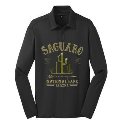 SAGUARO NATIONAL PARK ARIZONA Tourist Souvenir Gift Silk Touch Performance Long Sleeve Polo