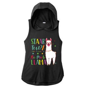 Staar No Prob Llama Funny Teacher Exam Testing Test Day Ladies PosiCharge Tri-Blend Wicking Draft Hoodie Tank