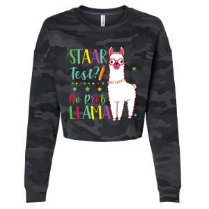 Staar No Prob Llama Funny Teacher Exam Testing Test Day Cropped Pullover Crew