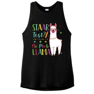 Staar No Prob Llama Funny Teacher Exam Testing Test Day Ladies PosiCharge Tri-Blend Wicking Tank