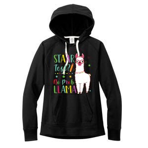 Staar No Prob Llama Funny Teacher Exam Testing Test Day Women's Fleece Hoodie