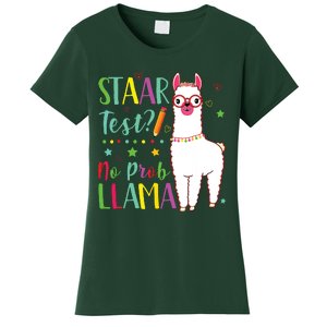 Staar No Prob Llama Funny Teacher Exam Testing Test Day Women's T-Shirt