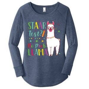 Staar No Prob Llama Funny Teacher Exam Testing Test Day Women's Perfect Tri Tunic Long Sleeve Shirt