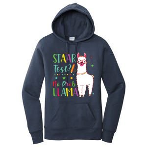 Staar No Prob Llama Funny Teacher Exam Testing Test Day Women's Pullover Hoodie