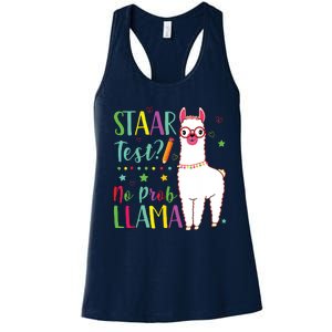 Staar No Prob Llama Funny Teacher Exam Testing Test Day Women's Racerback Tank