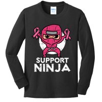 Support Ninja Pink Cute Breast Cancer Awareness Kids Long Sleeve Shirt