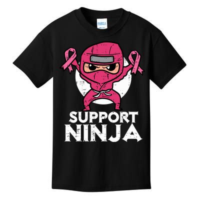 Support Ninja Pink Cute Breast Cancer Awareness Kids T-Shirt