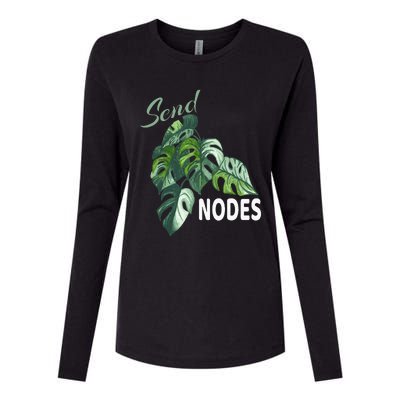 Send Nodes Plant Lovers Monstera Albo Womens Cotton Relaxed Long Sleeve T-Shirt