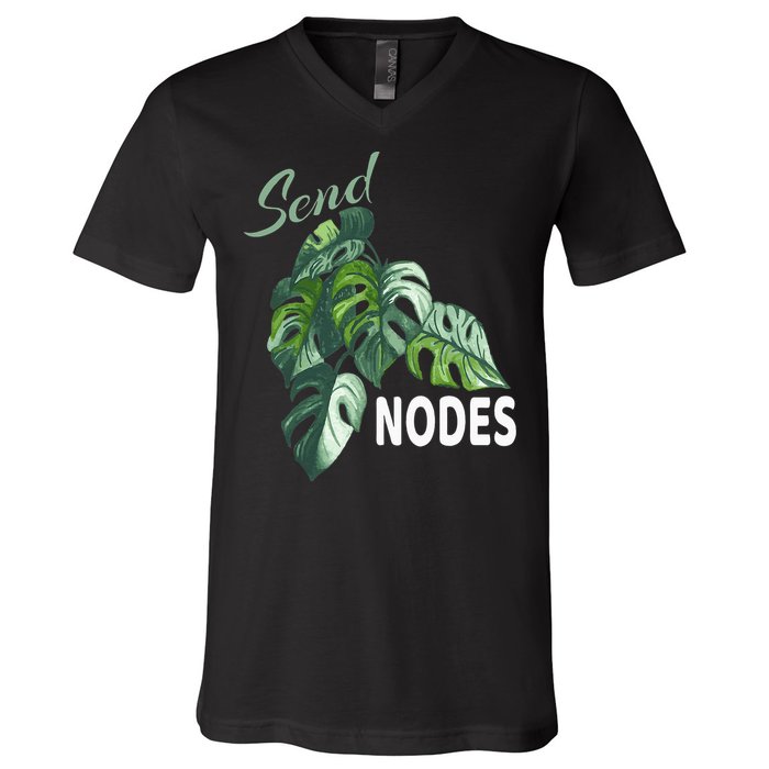 Send Nodes Plant Lovers Monstera Albo V-Neck T-Shirt