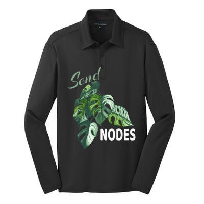 Send Nodes Plant Lovers Monstera Albo Silk Touch Performance Long Sleeve Polo