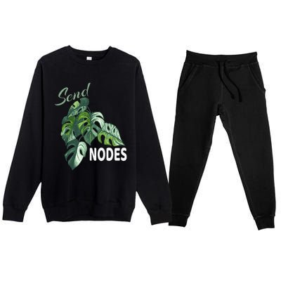 Send Nodes Plant Lovers Monstera Albo Premium Crewneck Sweatsuit Set