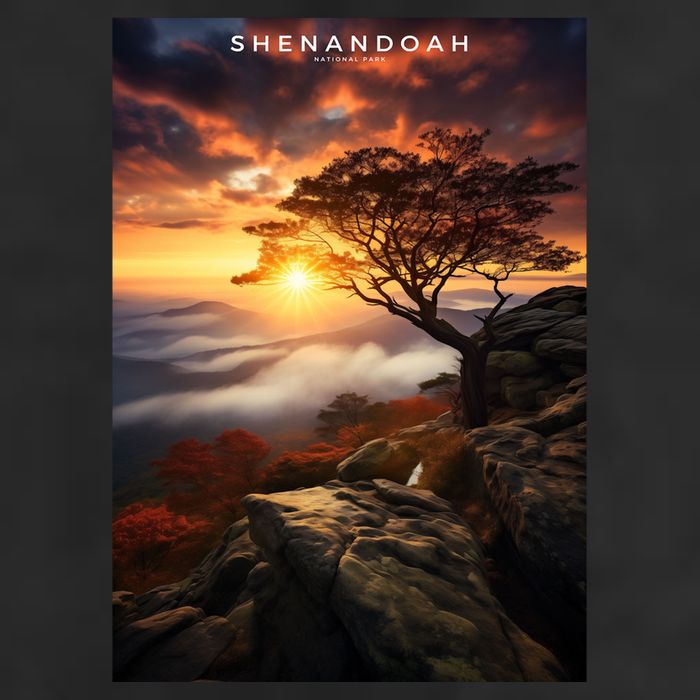Shenandoah National Park Photographic 7 Panel Mesh Trucker Snapback Hat