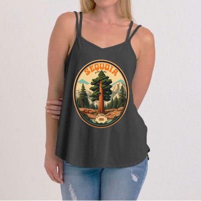 Sequoia National Park Tree Illustration Hiking Women's Strappy Tank