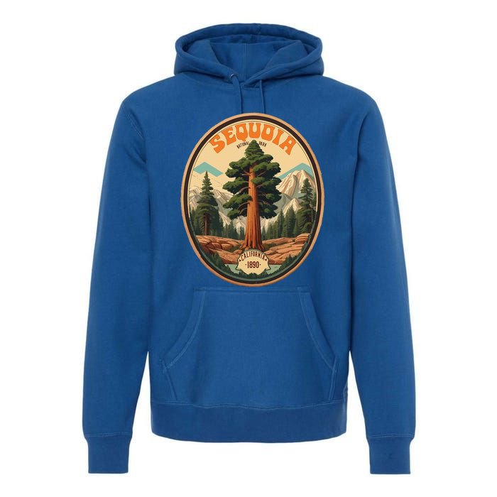 Sequoia National Park Tree Illustration Hiking Premium Hoodie