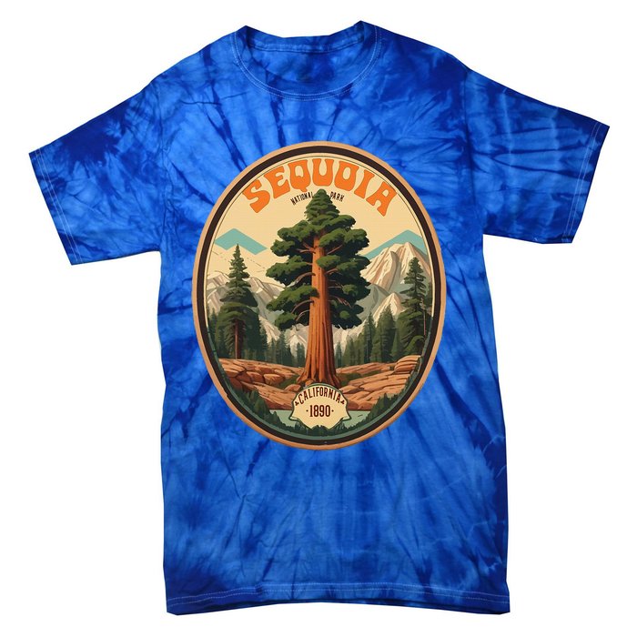 Sequoia National Park Tree Illustration Hiking Tie-Dye T-Shirt