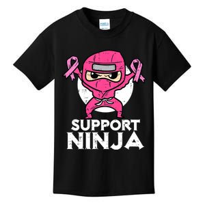 Support Ninja Pink Cute Breast Cancer Awareness Kids T-Shirt