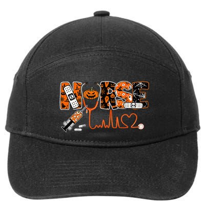 Spooky Nurse Pumpkin Halloween Costume RN CNA 7-Panel Snapback Hat