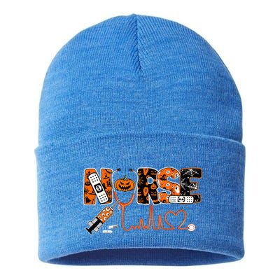 Spooky Nurse Pumpkin Halloween Costume RN CNA Sustainable Knit Beanie