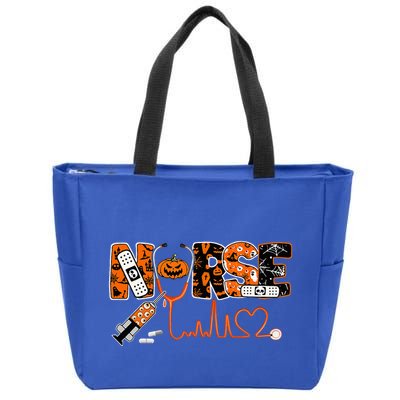 Spooky Nurse Pumpkin Halloween Costume RN CNA Zip Tote Bag