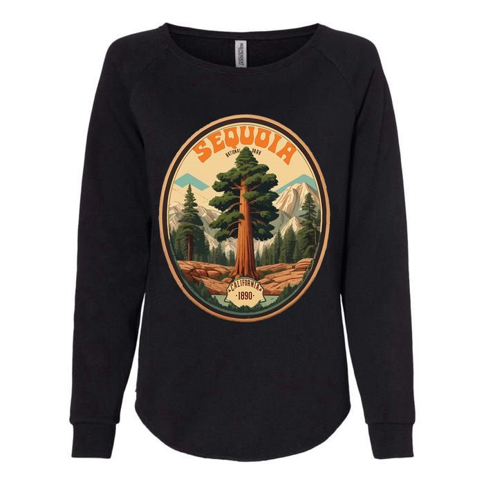 Sequoia National Park Tree Illustration Hiking Womens California Wash Sweatshirt