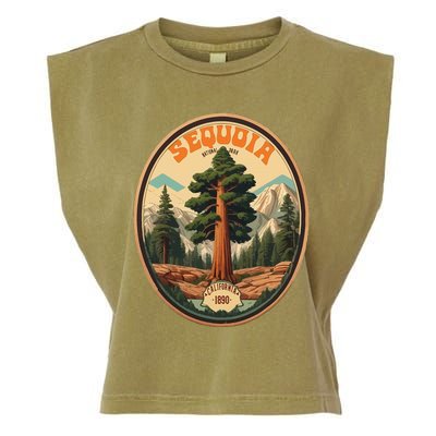 Sequoia National Park Tree Illustration Hiking Garment-Dyed Women's Muscle Tee