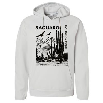 Saguaro National Park Arizona Desert Cactus Nature Outdoors Performance Fleece Hoodie