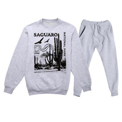 Saguaro National Park Arizona Desert Cactus Nature Outdoors Premium Crewneck Sweatsuit Set