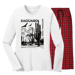 Saguaro National Park Arizona Desert Cactus Nature Outdoors Women's Long Sleeve Flannel Pajama Set 