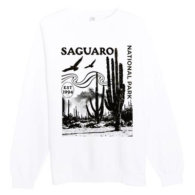 Saguaro National Park Arizona Desert Cactus Nature Outdoors Premium Crewneck Sweatshirt