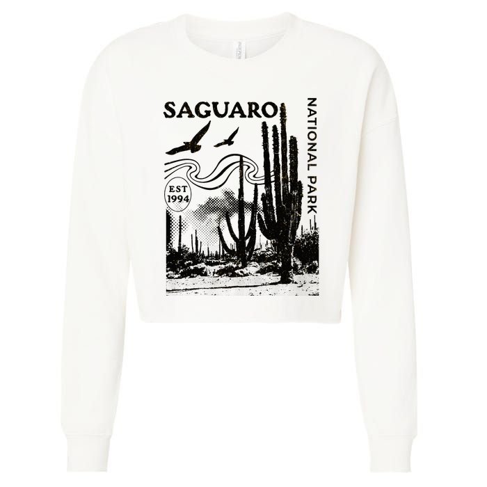 Saguaro National Park Arizona Desert Cactus Nature Outdoors Cropped Pullover Crew