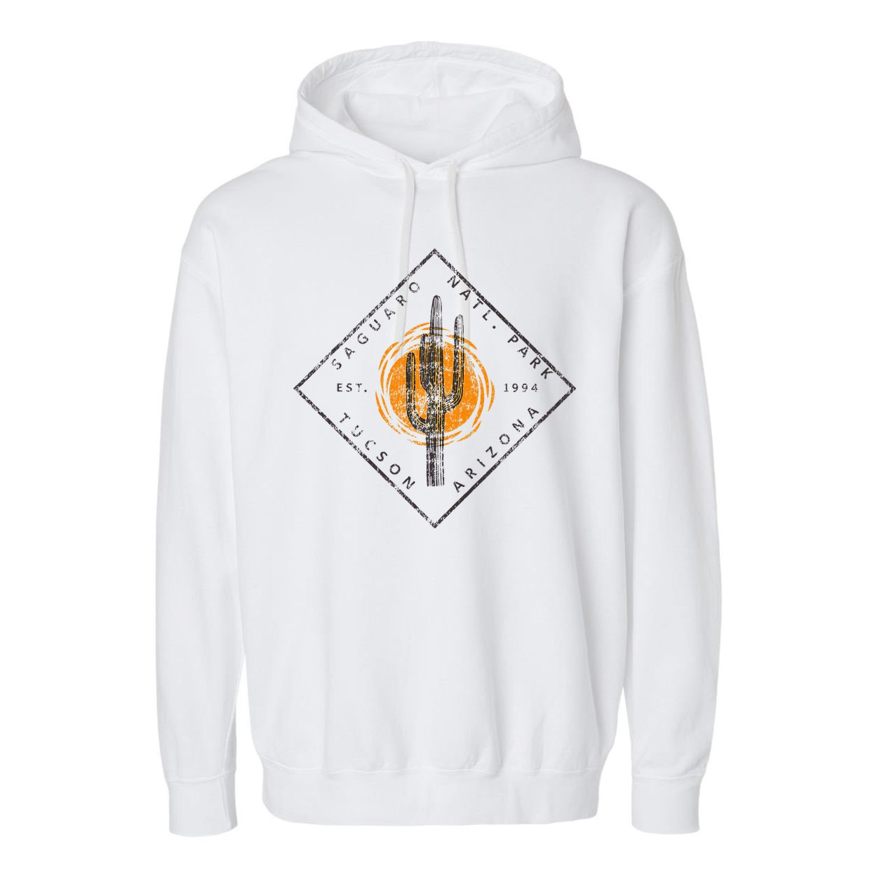Saguaro National Park Tucson Arizona Cactus Art Vintage Garment-Dyed Fleece Hoodie