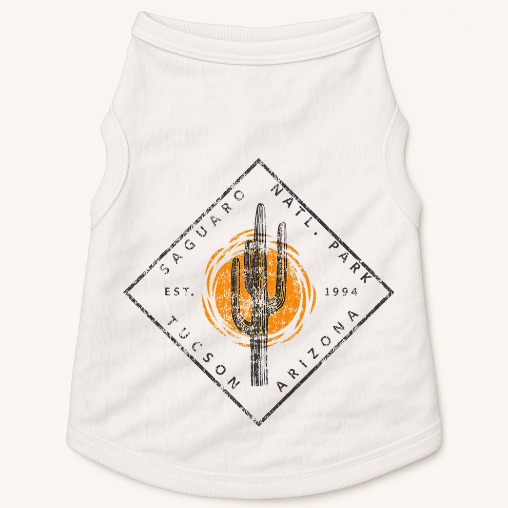 Saguaro National Park Tucson Arizona Cactus Art Vintage Doggie Tank