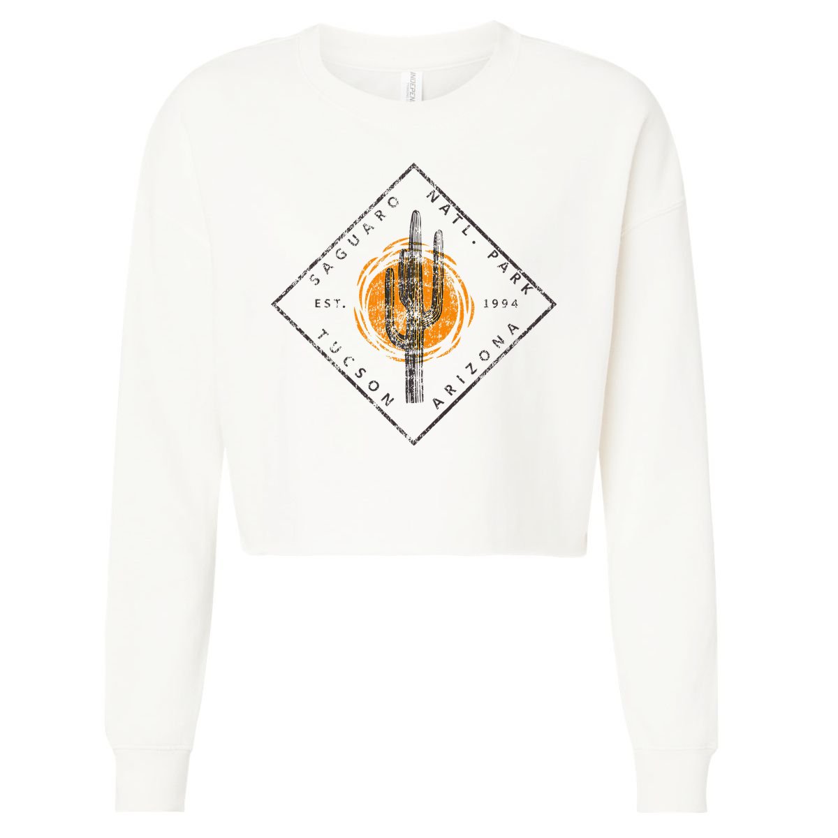 Saguaro National Park Tucson Arizona Cactus Art Vintage Cropped Pullover Crew